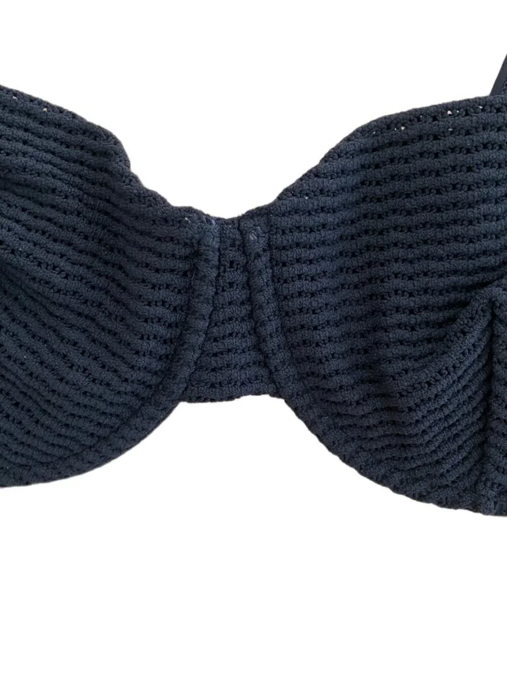 J. Crew Crochet Balconette Underwire Bikini Top Size 40D Black NWT
